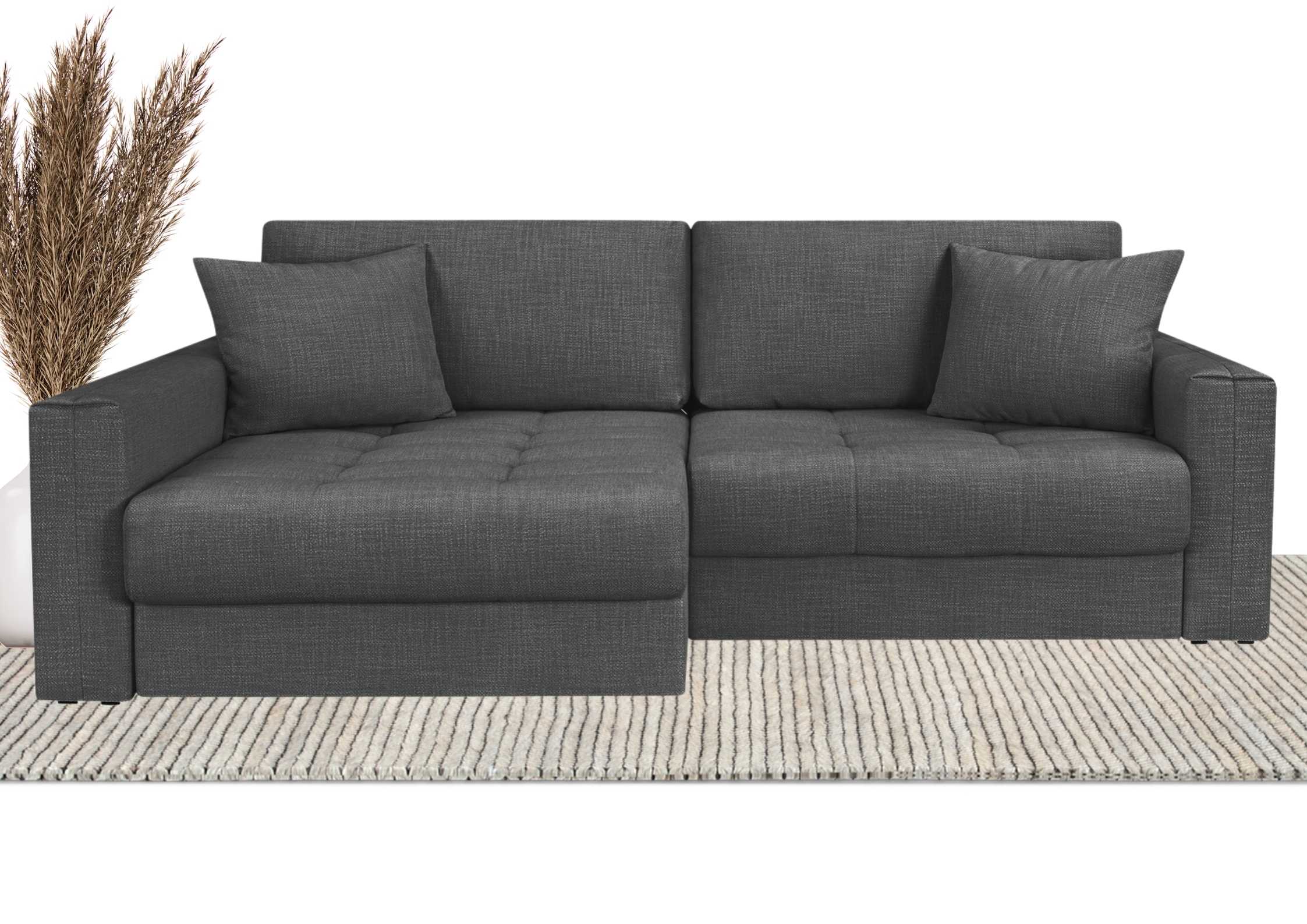 Grafitowy narożnik modułowy z pikowanym siedziskiem